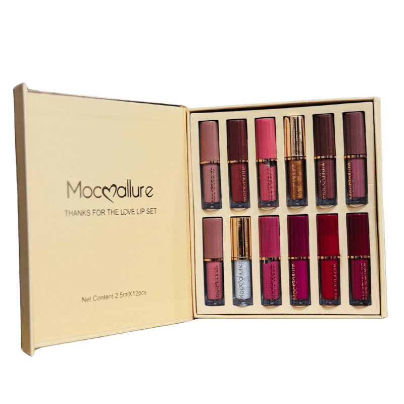 MOC ALLURE 12 Colors Matte Liquid Lipstick & Lip Gloss Set 2.5ml 12pcs pack Glowxii