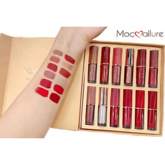 MOC ALLURE 12 Colors Matte Liquid Lipstick & Lip Gloss Set 2.5ml 12pcs pack Glowxii